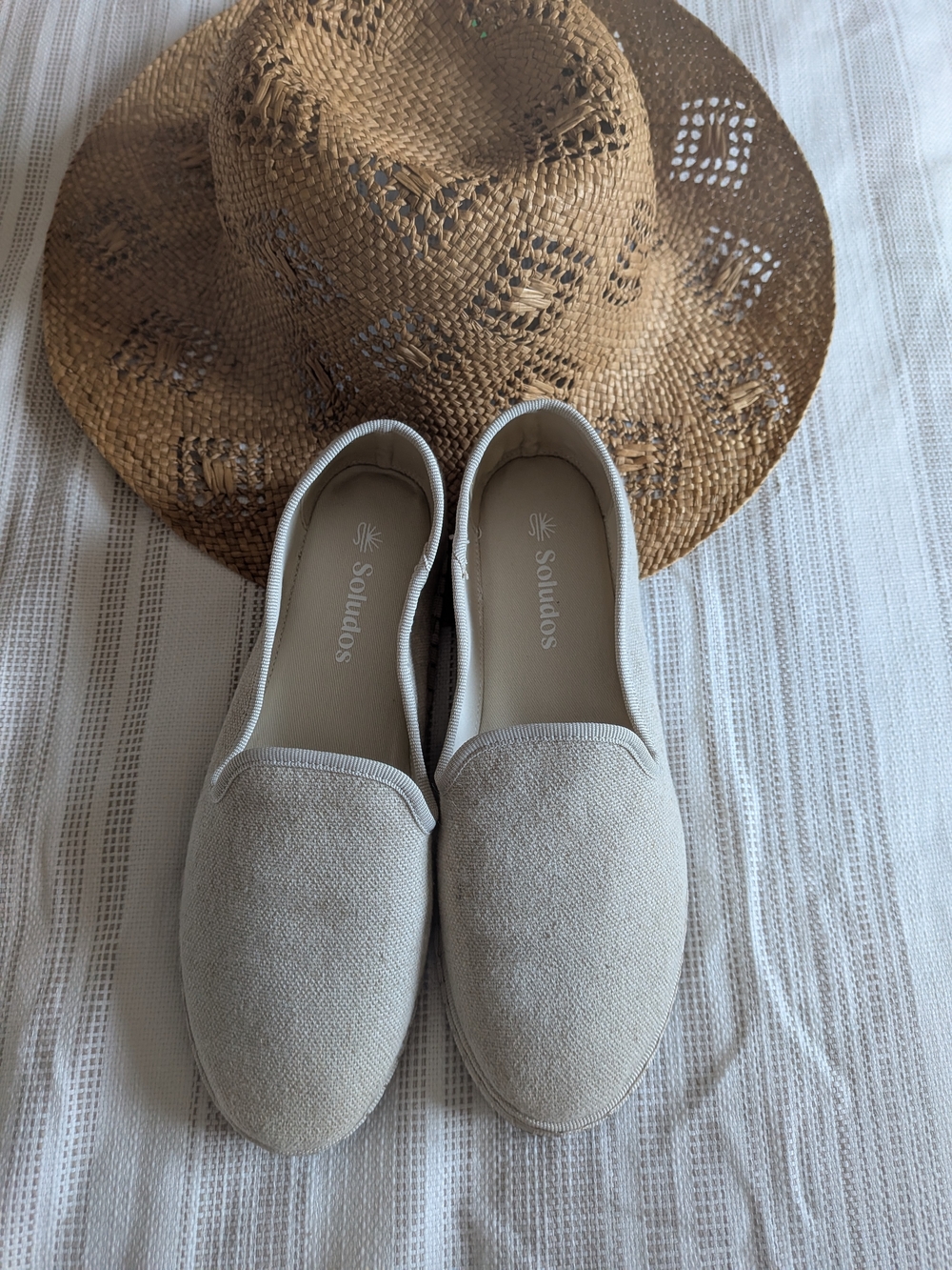 Soludos Light Cream Canvas Slip-On Loafers
